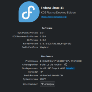 Systemeigenschaften HP Desktop